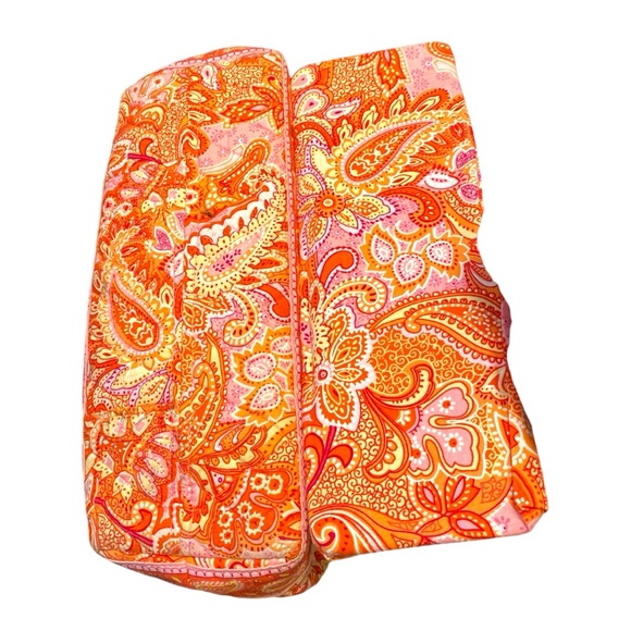 Vera Bradley Pink Tangerine Orange Quilted Zip Top Shoulder VB Bag Flat Bottom - Picture 16 of 16